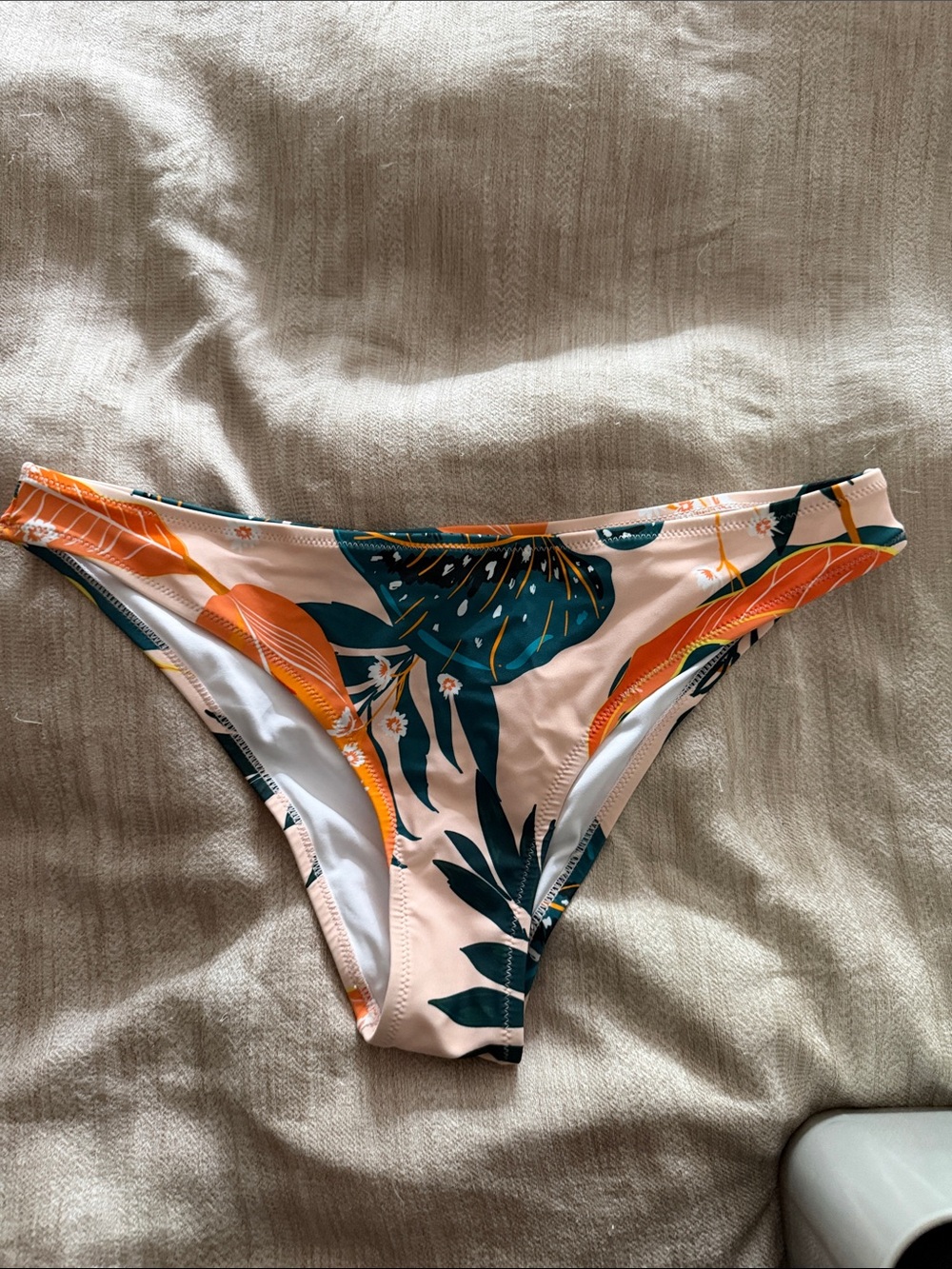 Tropical Floral Bikini Bottom in Peach and Teal